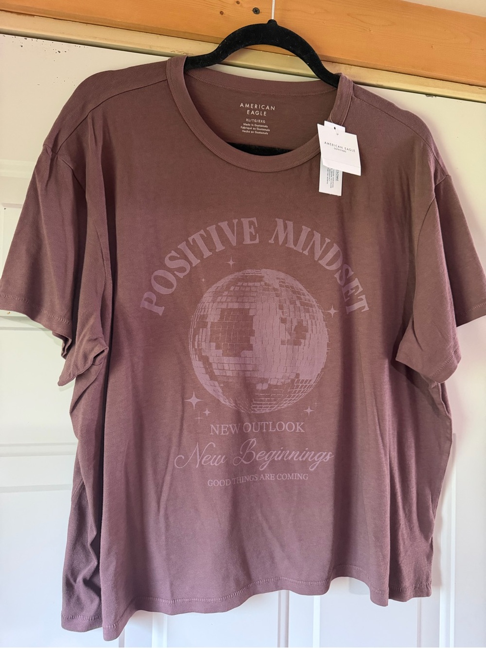 American Eagle "Positive Mindset" Graphic Tee - Mauve XL